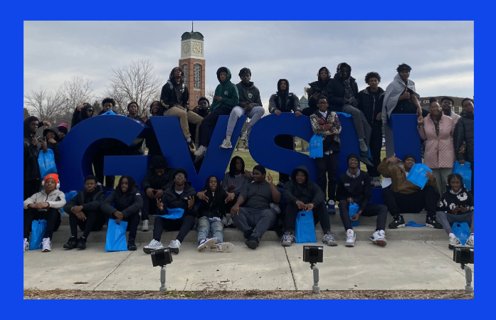  FDA Young Men & Dr. Cowan around GVSU Letters